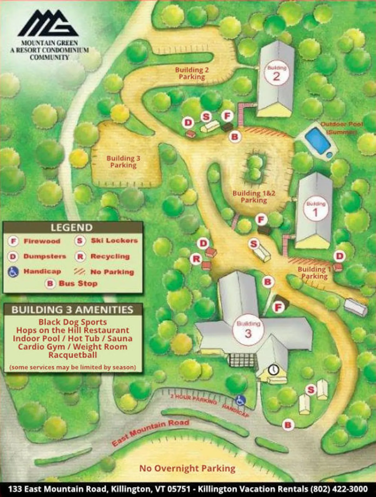 An elevated view of the resort complex, featuring multiple buildings surrounded by green space, an outdoor pool, and visible walking paths. The image captures both the built environment and the amenities available for larger groups, such as the pool, restaurant, and communal areas.